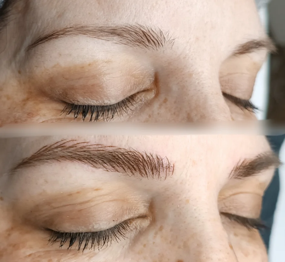 Microblading delle sopracciglia — effetto pelo naturale (risultato dopo il trattamento) — Miriam Imbrogno